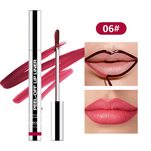 Lipliner wasserfest, abziehbar, Tattoo-Lipgloss wasserfest, langanhaltend, matt, Lippenfarbe braun, Kontur, abziehbar, Kosmetik