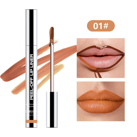 Lipliner wasserfest, abziehbar, Tattoo-Lipgloss wasserfest, langanhaltend, matt, Lippenfarbe braun, Kontur, abziehbar, Kosmetik
