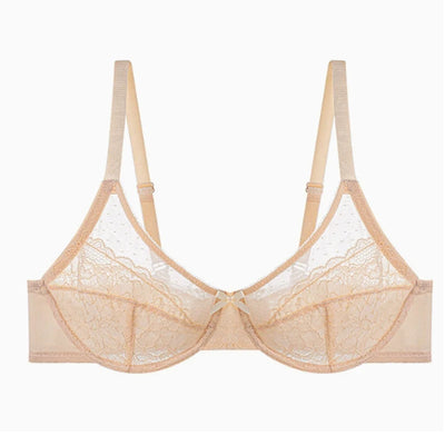 Lifting-BHs aus Spitze für Damen, transparent, Balconette-Schnitt, volle Abdeckung, Bügel, ungefüttert, Alltags-BHs, Dessous