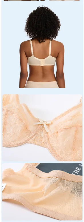 Lifting-BHs aus Spitze für Damen, transparent, Balconette-Schnitt, volle Abdeckung, Bügel, ungefüttert, Alltags-BHs, Dessous