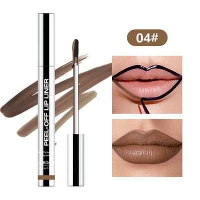 Lipliner wasserfest, abziehbar, Tattoo-Lipgloss wasserfest, langanhaltend, matt, Lippenfarbe braun, Kontur, abziehbar, Kosmetik