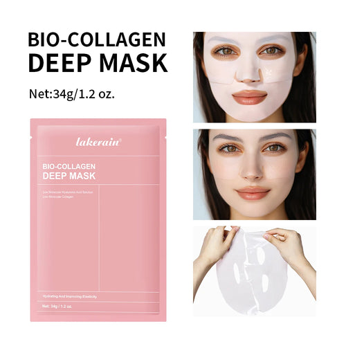 Bio-Collagen Real Deep Mask Nahrungsergänzungsmittel, Kollagen, Feuchtigkeitsspendende Hydrogelmaske für die Nacht, Verbessert die Elastizität, Porenverfeinernd, Straffend