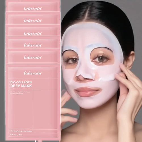 Bio-Collagen Real Deep Mask Nahrungsergänzungsmittel, Kollagen, Feuchtigkeitsspendende Hydrogelmaske für die Nacht, Verbessert die Elastizität, Porenverfeinernd, Straffend