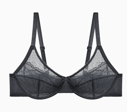 Lifting-BHs aus Spitze für Damen, transparent, Balconette-Schnitt, volle Abdeckung, Bügel, ungefüttert, Alltags-BHs, Dessous