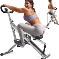 Kniebeugenmaschine für Zuhause, Rodeo Core-Trainingsgerät, 150 kg, klappbar, 4 verstellbare Widerstandsbänder, Reit- und Rudermaschine für Po