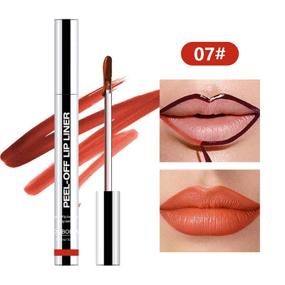 Lipliner wasserfest, abziehbar, Tattoo-Lipgloss wasserfest, langanhaltend, matt, Lippenfarbe braun, Kontur, abziehbar, Kosmetik