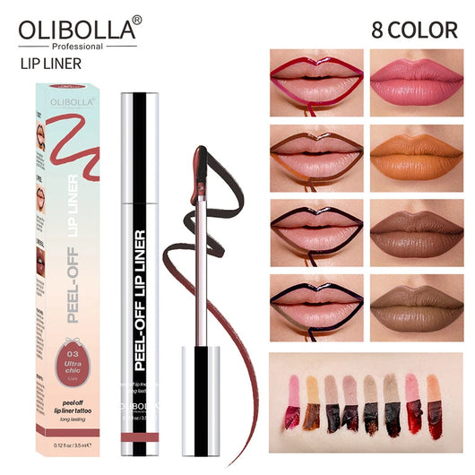 Lipliner wasserfest, abziehbar, Tattoo-Lipgloss wasserfest, langanhaltend, matt, Lippenfarbe braun, Kontur, abziehbar, Kosmetik