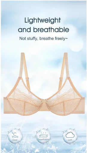 Lifting-BHs aus Spitze für Damen, transparent, Balconette-Schnitt, volle Abdeckung, Bügel, ungefüttert, Alltags-BHs, Dessous
