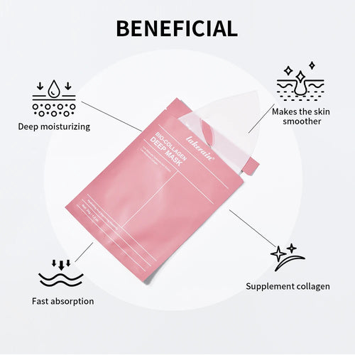 Bio-Collagen Real Deep Mask Nahrungsergänzungsmittel, Kollagen, Feuchtigkeitsspendende Hydrogelmaske für die Nacht, Verbessert die Elastizität, Porenverfeinernd, Straffend
