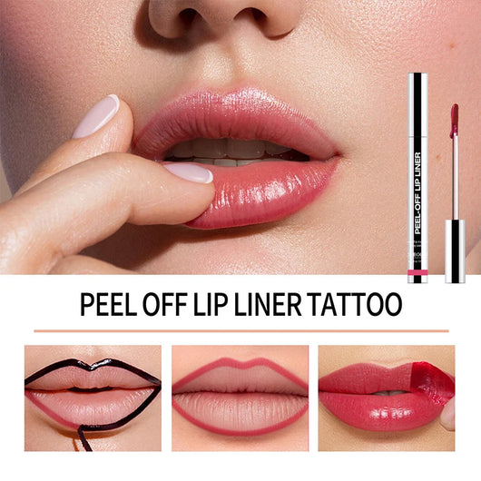 Lipliner wasserfest, abziehbar, Tattoo-Lipgloss wasserfest, langanhaltend, matt, Lippenfarbe braun, Kontur, abziehbar, Kosmetik