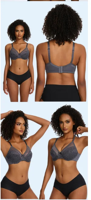 Lifting-BHs aus Spitze für Damen, transparent, Balconette-Schnitt, volle Abdeckung, Bügel, ungefüttert, Alltags-BHs, Dessous
